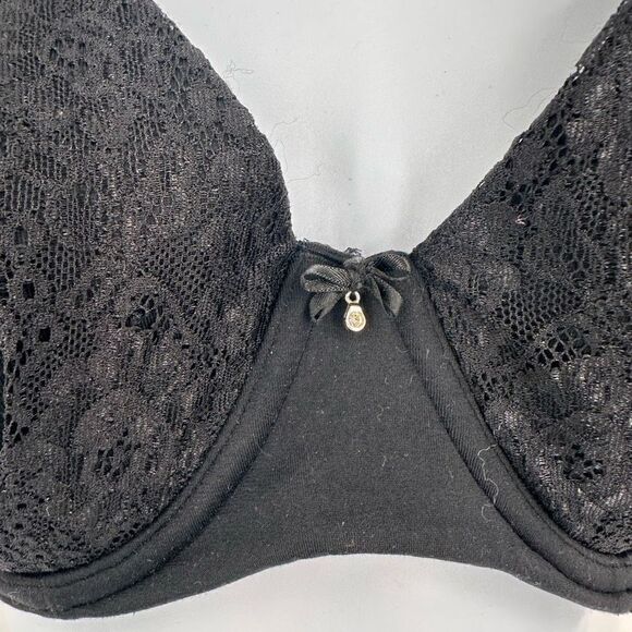 Soma Embraceable Full Coverage Lace Trim Underwire Black Bra - Size 36DD - Picture 11 of 12